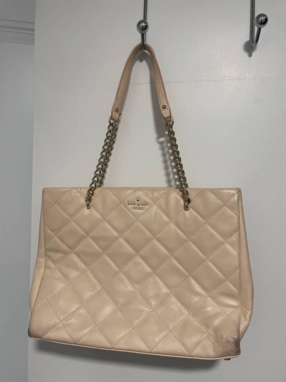 kate spade Quilted Cream Chain-Detail Tote